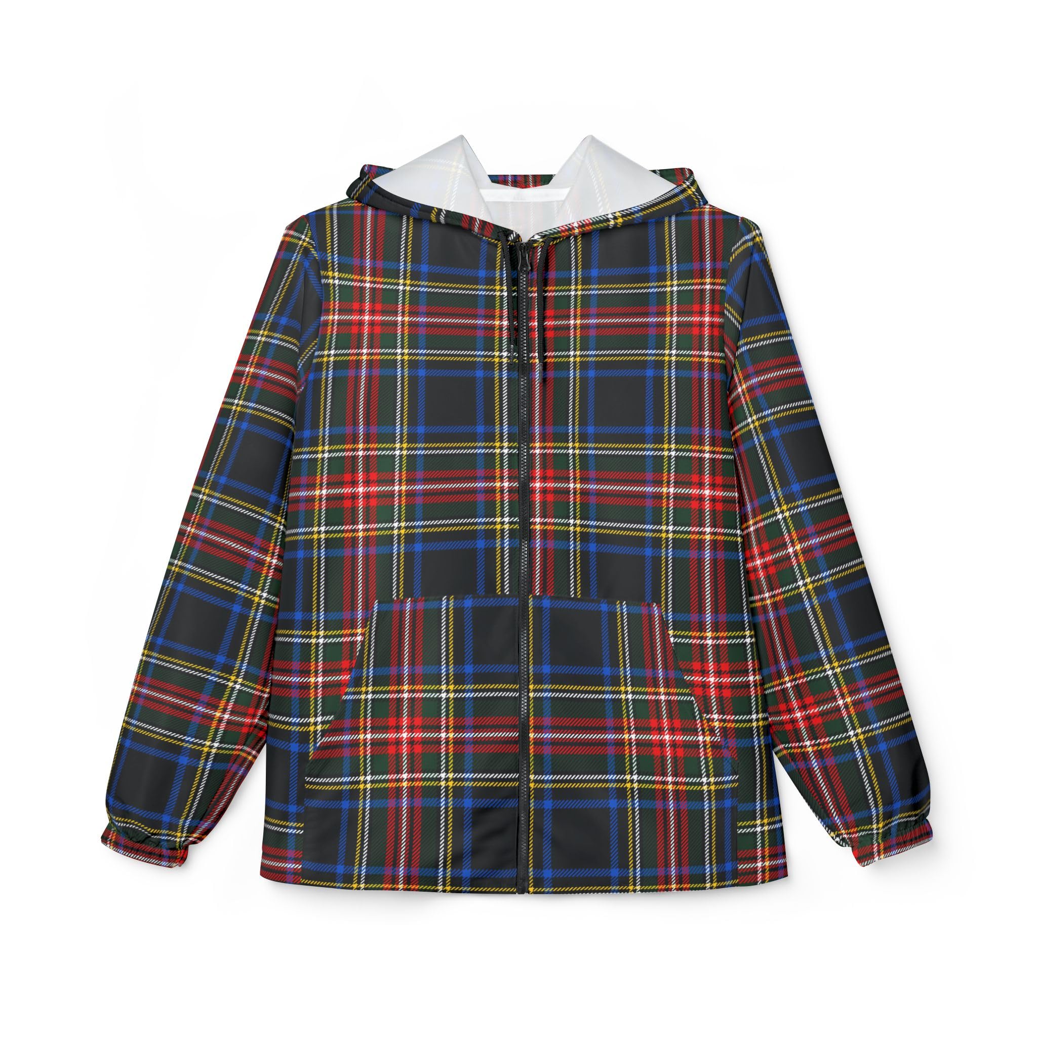 Scottish Plaid Lightweight Coat for Men and Women, Classic Style Outerwear, Zip Up Jacket