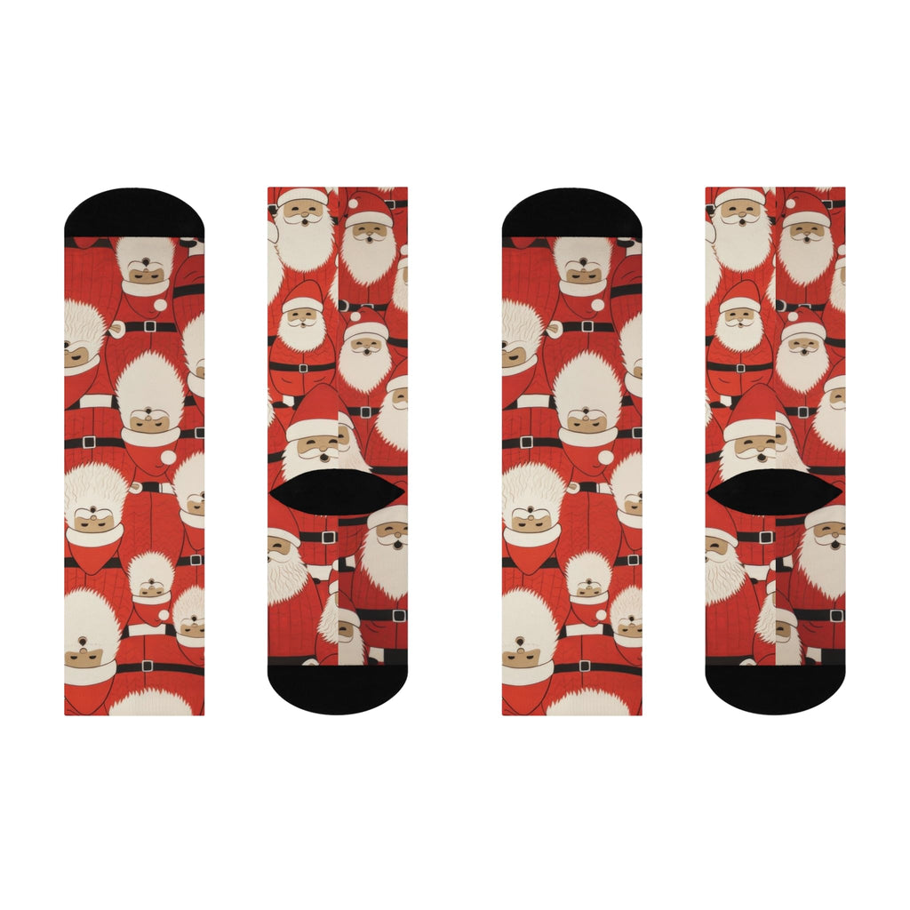 Cushioned Crew Socks, Cute Santa, Christmas Stocking Stuffer, Holiday Gift, Winter Apparel, Cozy Santa Socks
