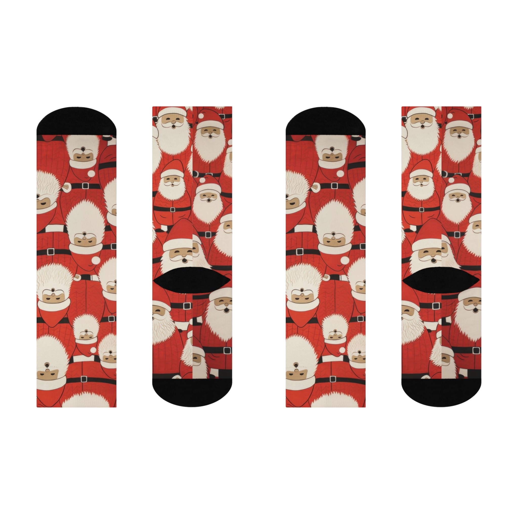 Cushioned Crew Socks, Cute Santa, Christmas Stocking Stuffer, Holiday Gift, Winter Apparel, Cozy Santa Socks
