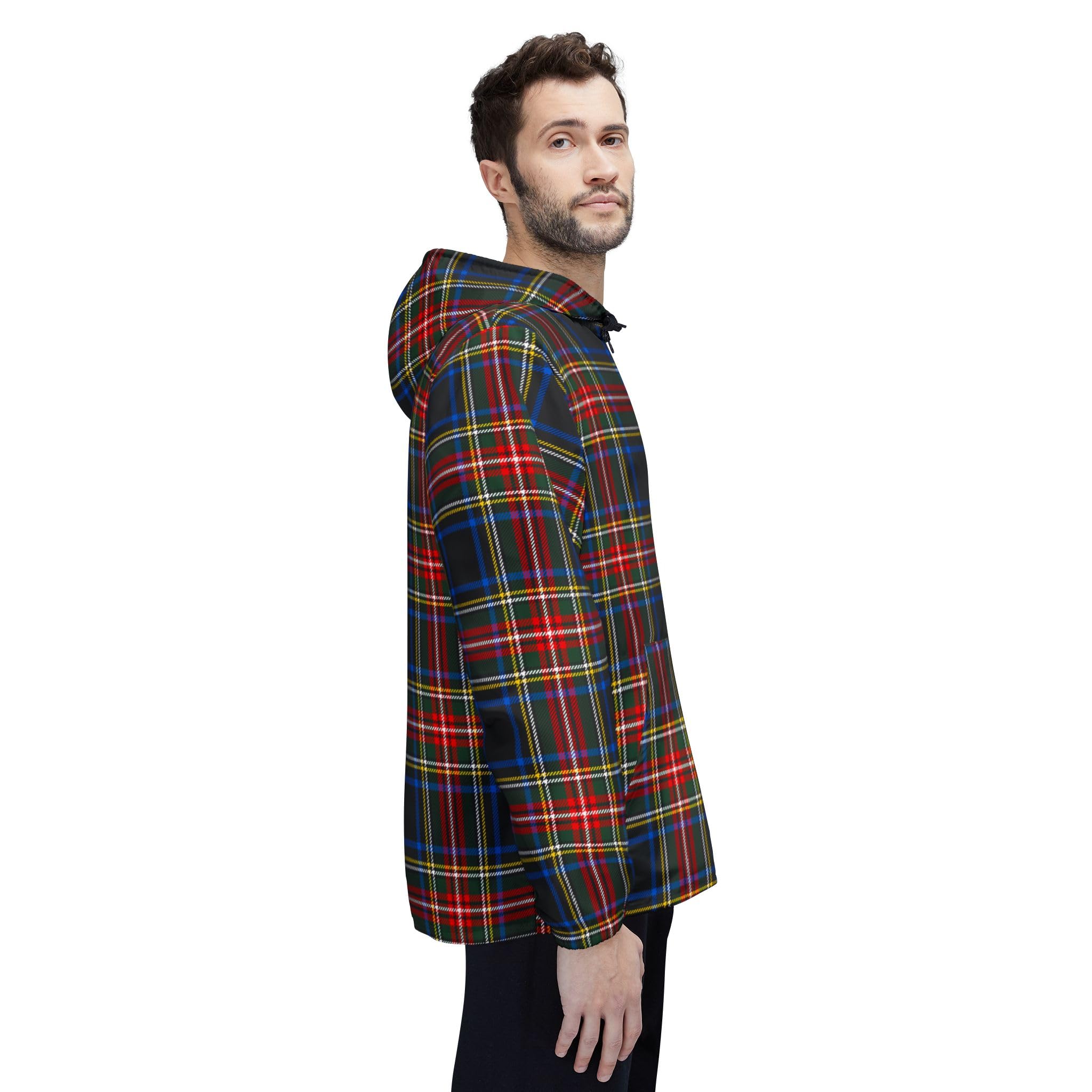 Scottish Plaid Lightweight Coat for Men and Women, Classic Style Outerwear, Zip Up Jacket