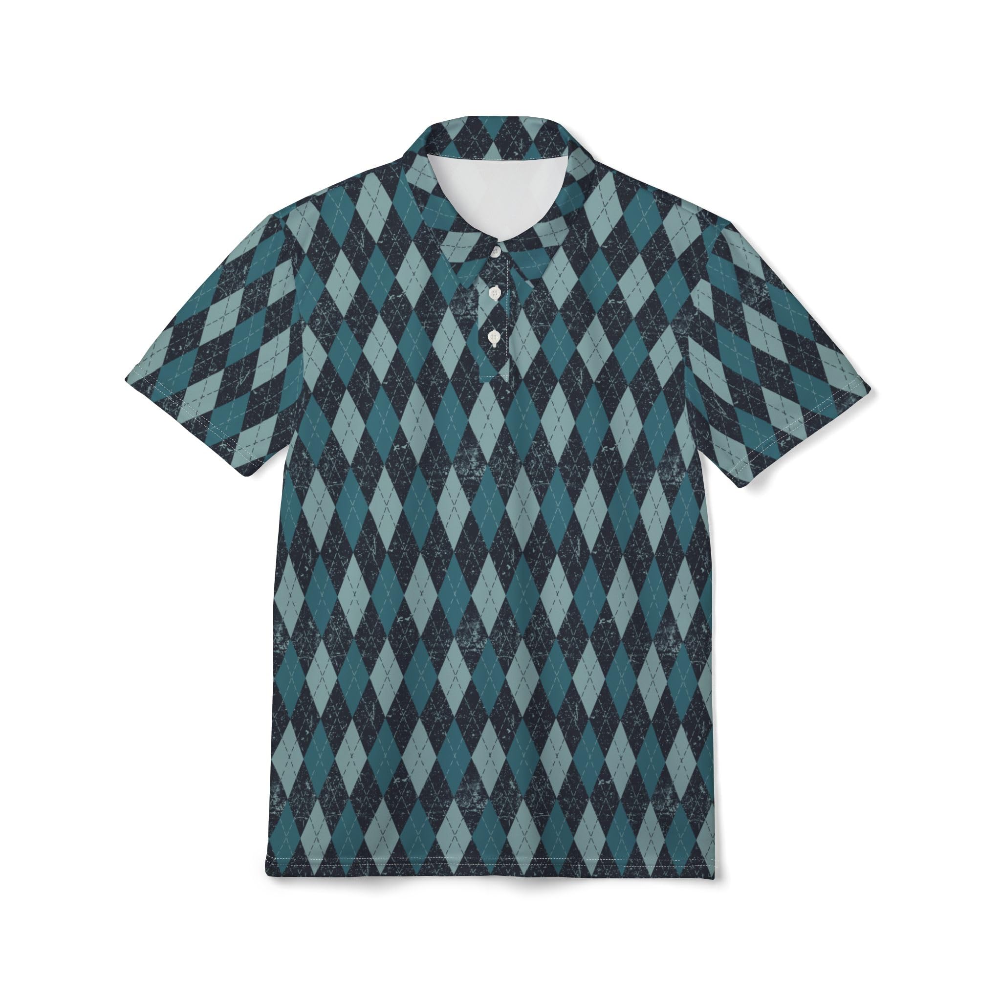 Stylish Argyle Pattern Unisex Polo Shirt, Trendy Button-Up, Casual Summer Wear, Unique Patterned Shirt, Gift for Men, Women