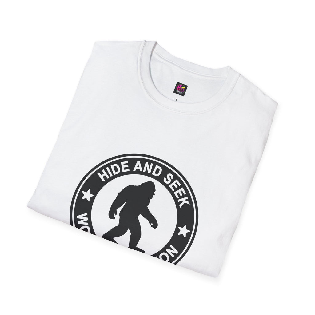 Hide and Seek World Champion T-Shirt, Sasquatch Tee, Big Foot Gift, Funny Unisex Shirt, Yeti Top, Mythical Creature Apparel