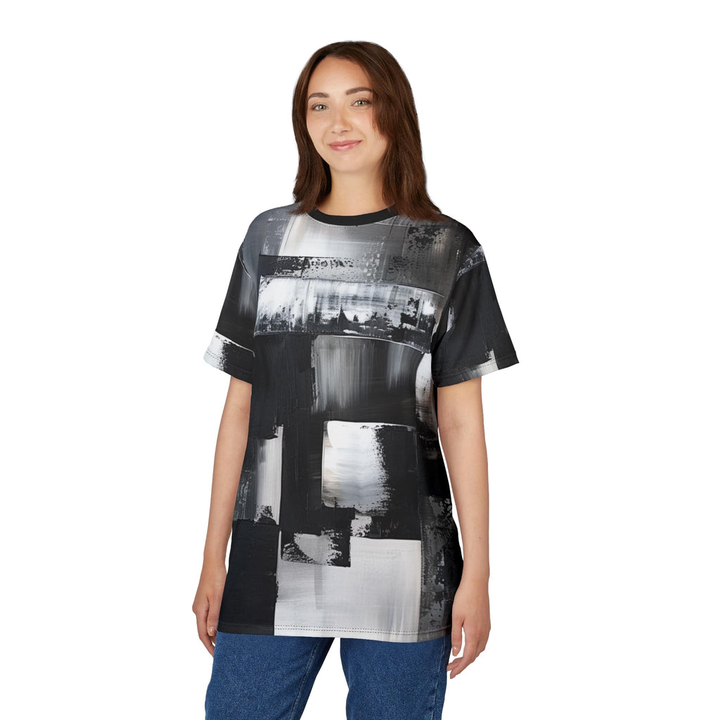 Monochrome Tee, Modern Art Design Print T-Shirt, Unisex Graphic Shirt, Minimalist Clothing, Black and White Top