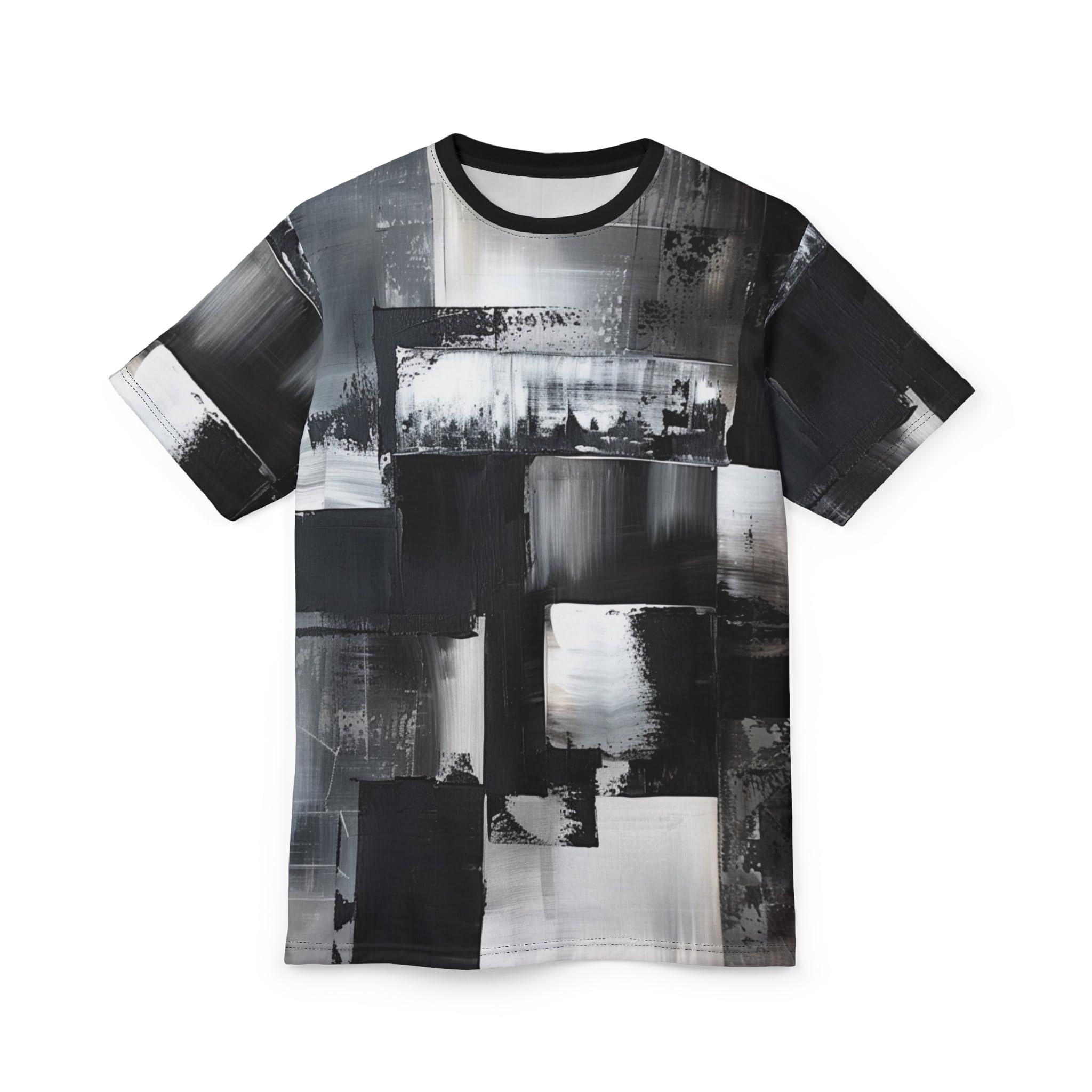 Monochrome Tee, Modern Art Design Print T-Shirt, Unisex Graphic Shirt, Minimalist Clothing, Black and White Top