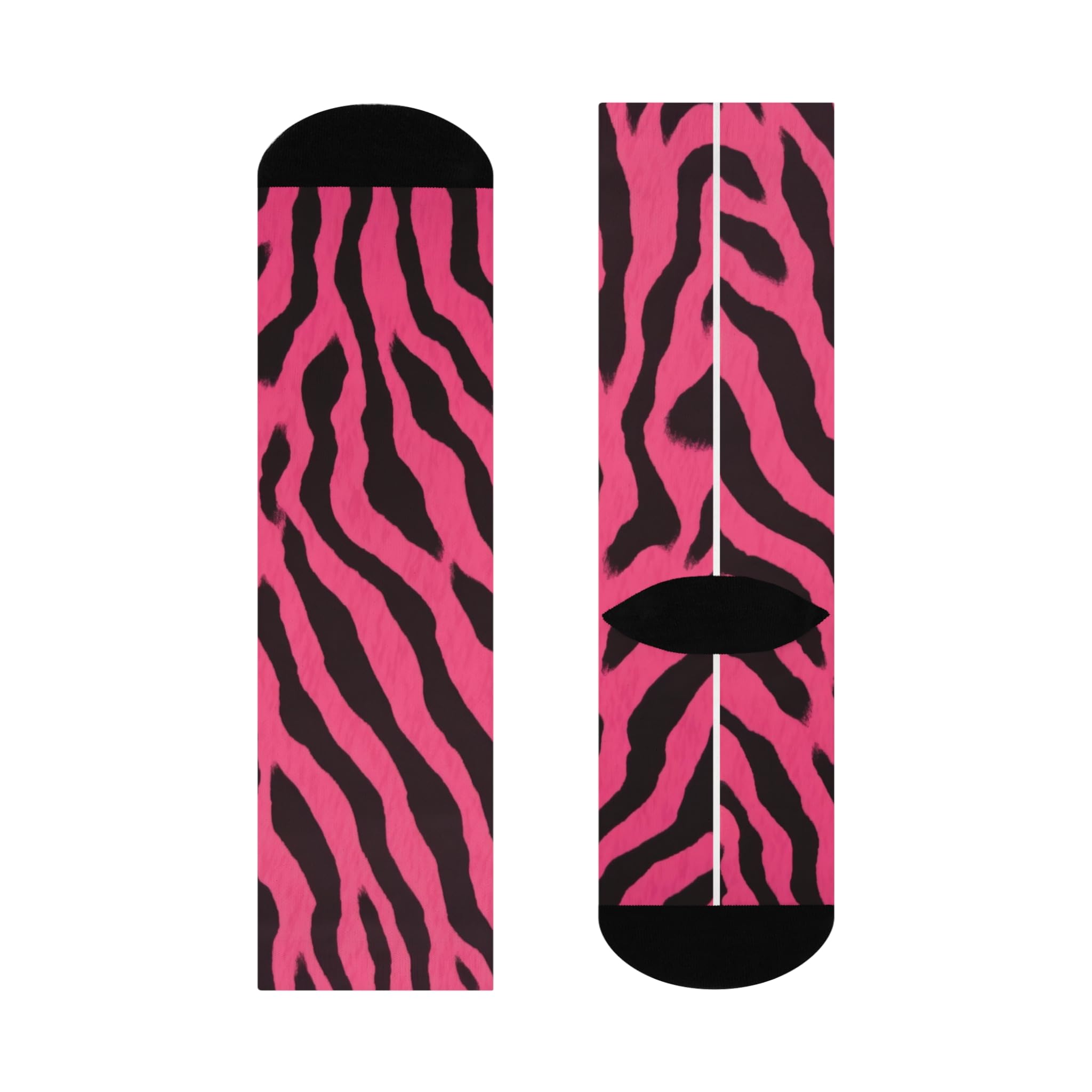 Zebra Print Cushioned Crew Socks, Animal Patterned Dress Socks, Fashionable Footwear, Gift for Her, Cozy Winter Accessories