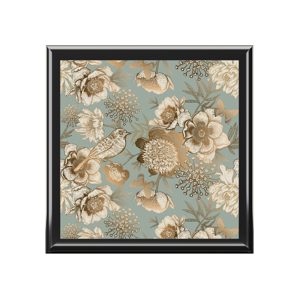 Jewelry Box, Wooden Box, Bird Butterfly Flower Design, Gift for Her