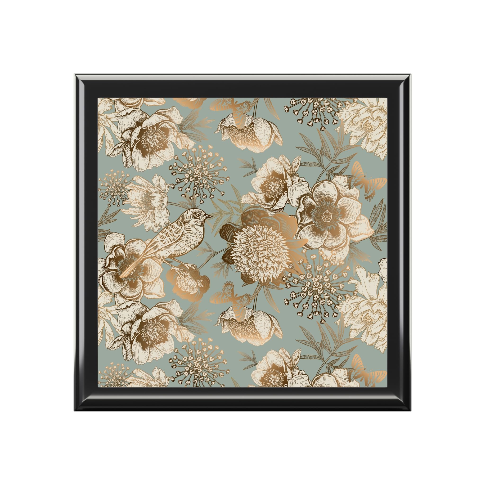 Jewelry Box, Wooden Box, Bird Butterfly Flower Design, Gift for Her