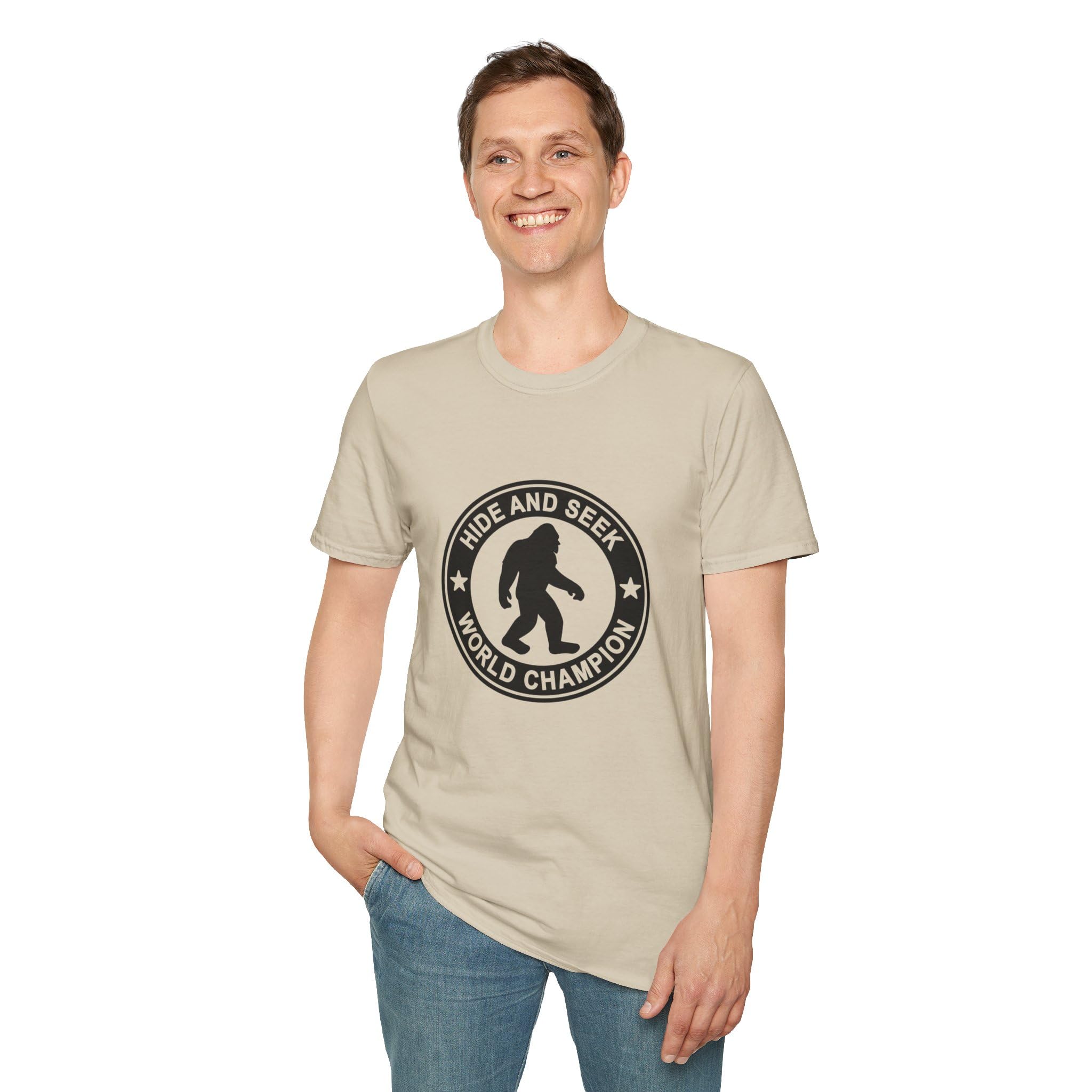 Hide and Seek World Champion T-Shirt, Sasquatch Tee, Big Foot Gift, Funny Unisex Shirt, Yeti Top, Mythical Creature Apparel