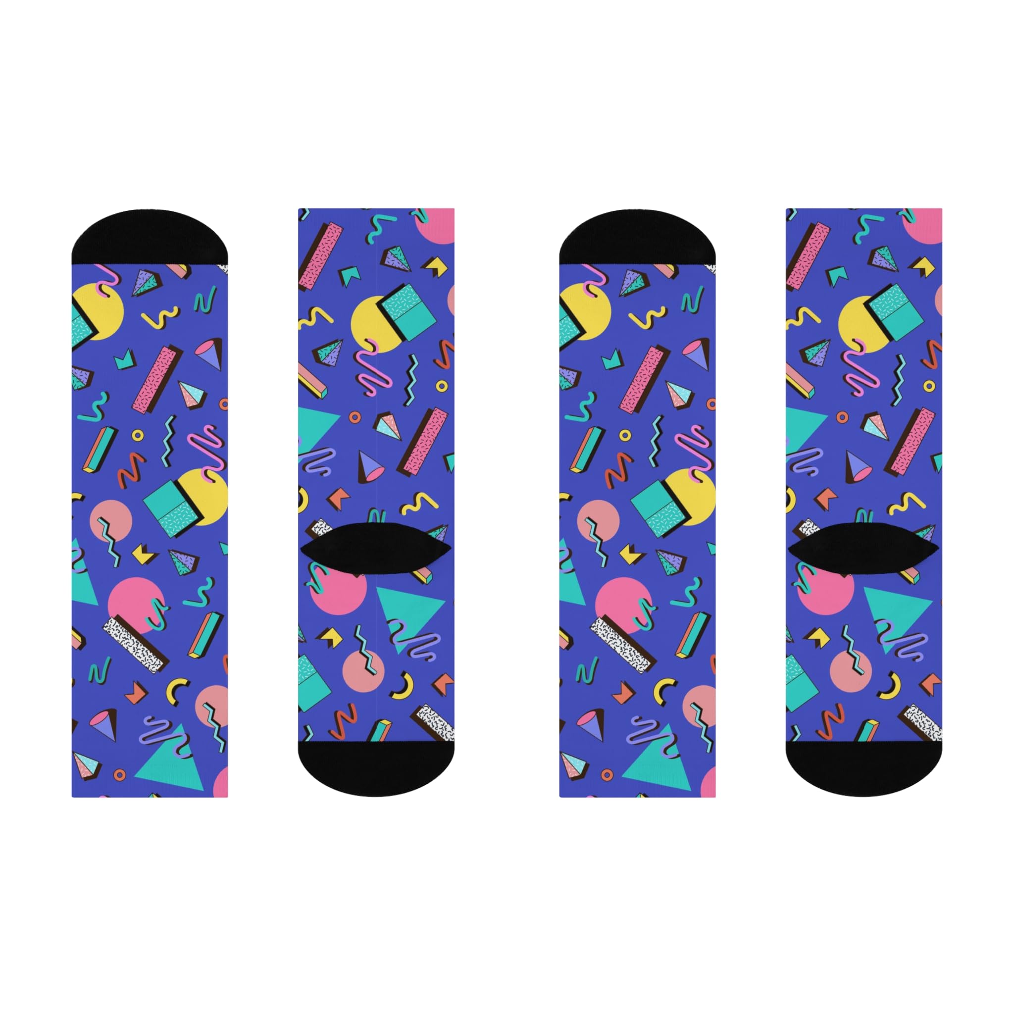 Crew Socks, Retro Vibe Print, Novelty Footwear, Vintage Style, Comfortable Stockings, Fun Patterned Socks