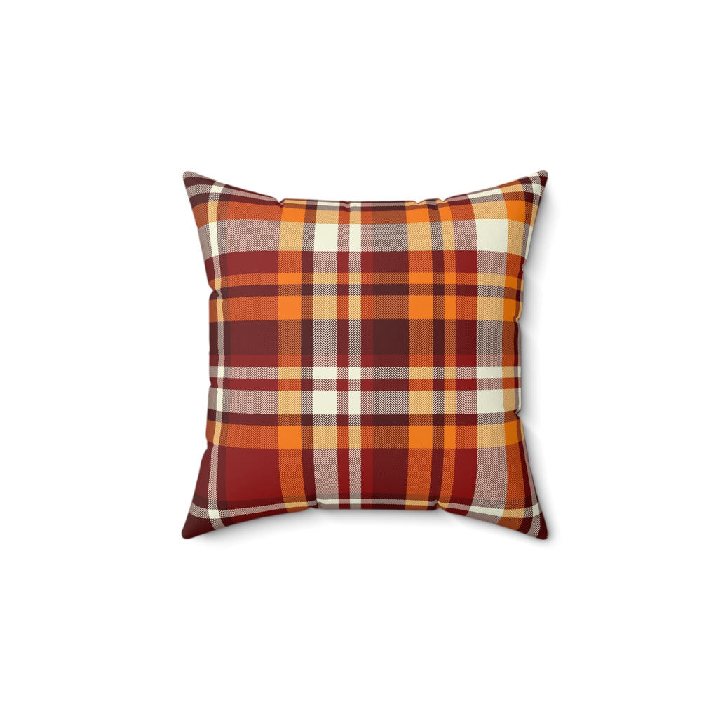 Autumn Plaid Square Pillow, Cozy Home Decor, Seasonal Throw Cushion, Farmhouse Pillow, Gift for Thanksgiving