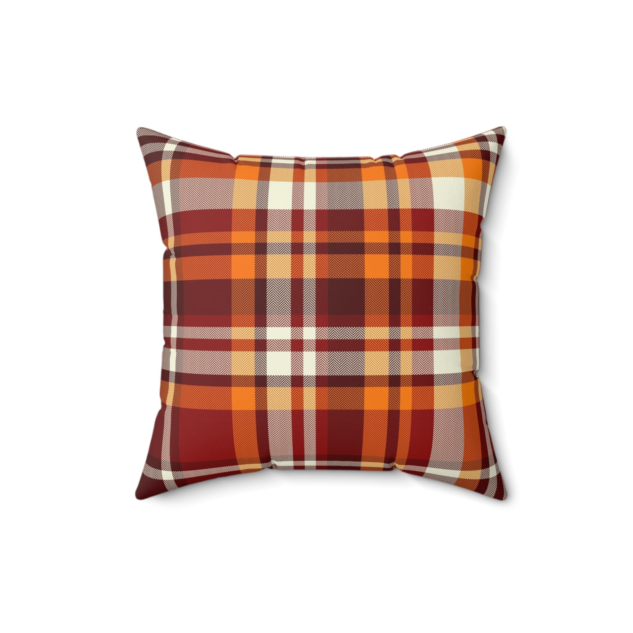 Autumn Plaid Square Pillow, Cozy Home Decor, Seasonal Throw Cushion, Farmhouse Pillow, Gift for Thanksgiving