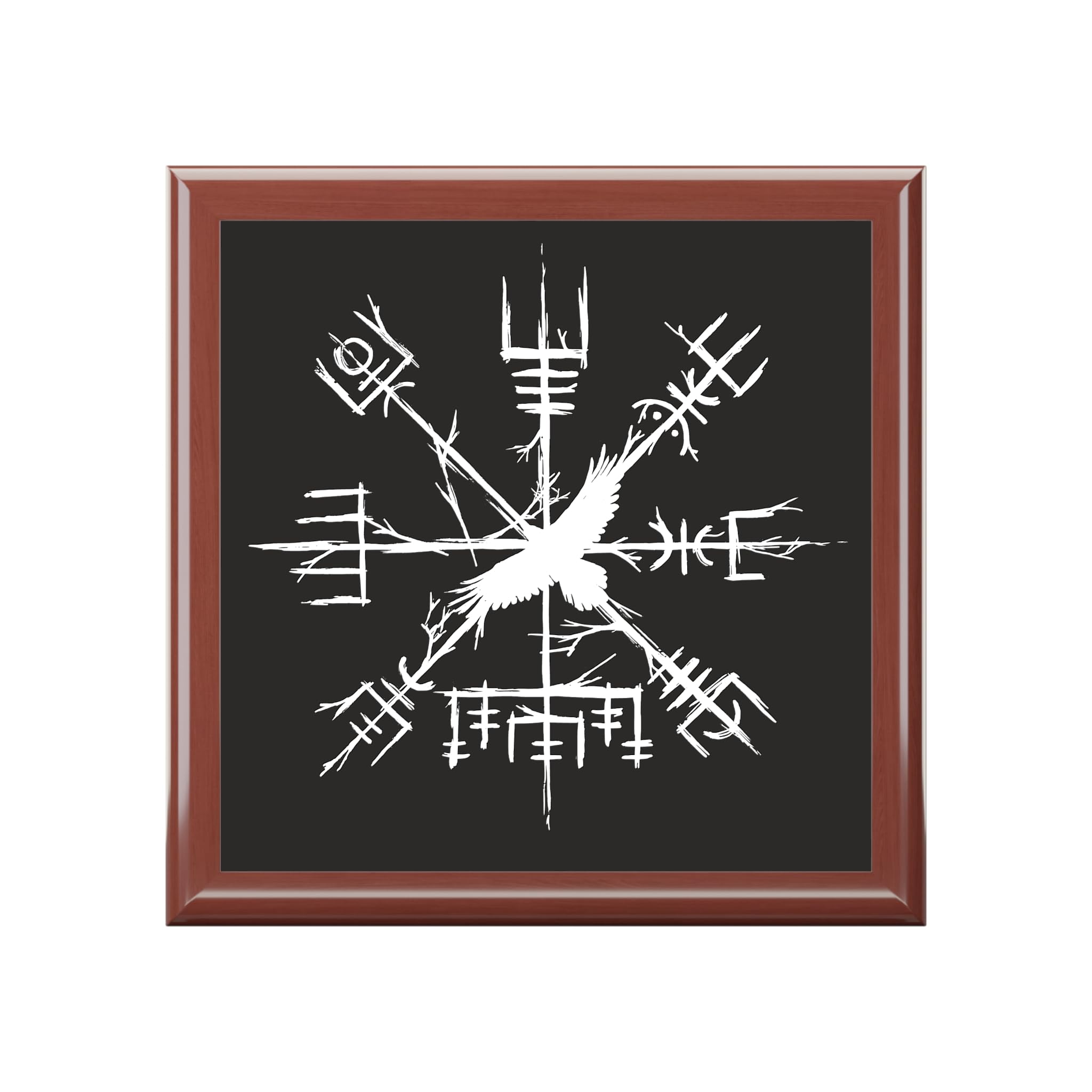 Jewelry Box, Norse Compass and Raven Design, Trinket Holder, Gift for Viking Enthusiast