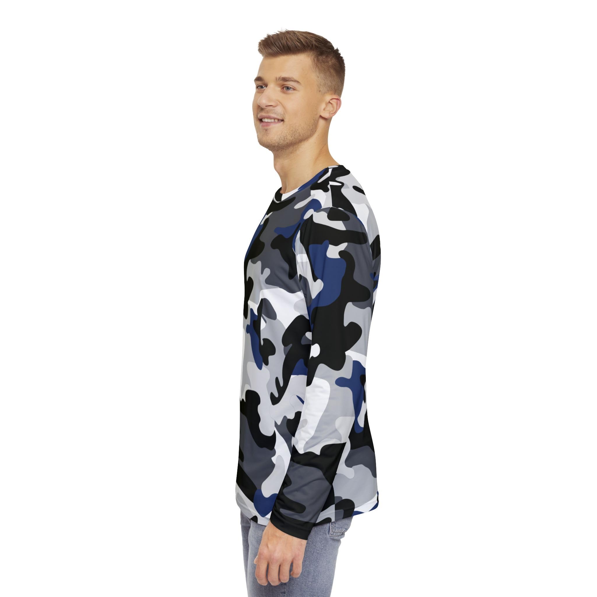 Camo Men's Long Sleeve Shirt - Casual, Outdoor, Military Style, Gift for Him, Everyday Wear, Unique Fashion