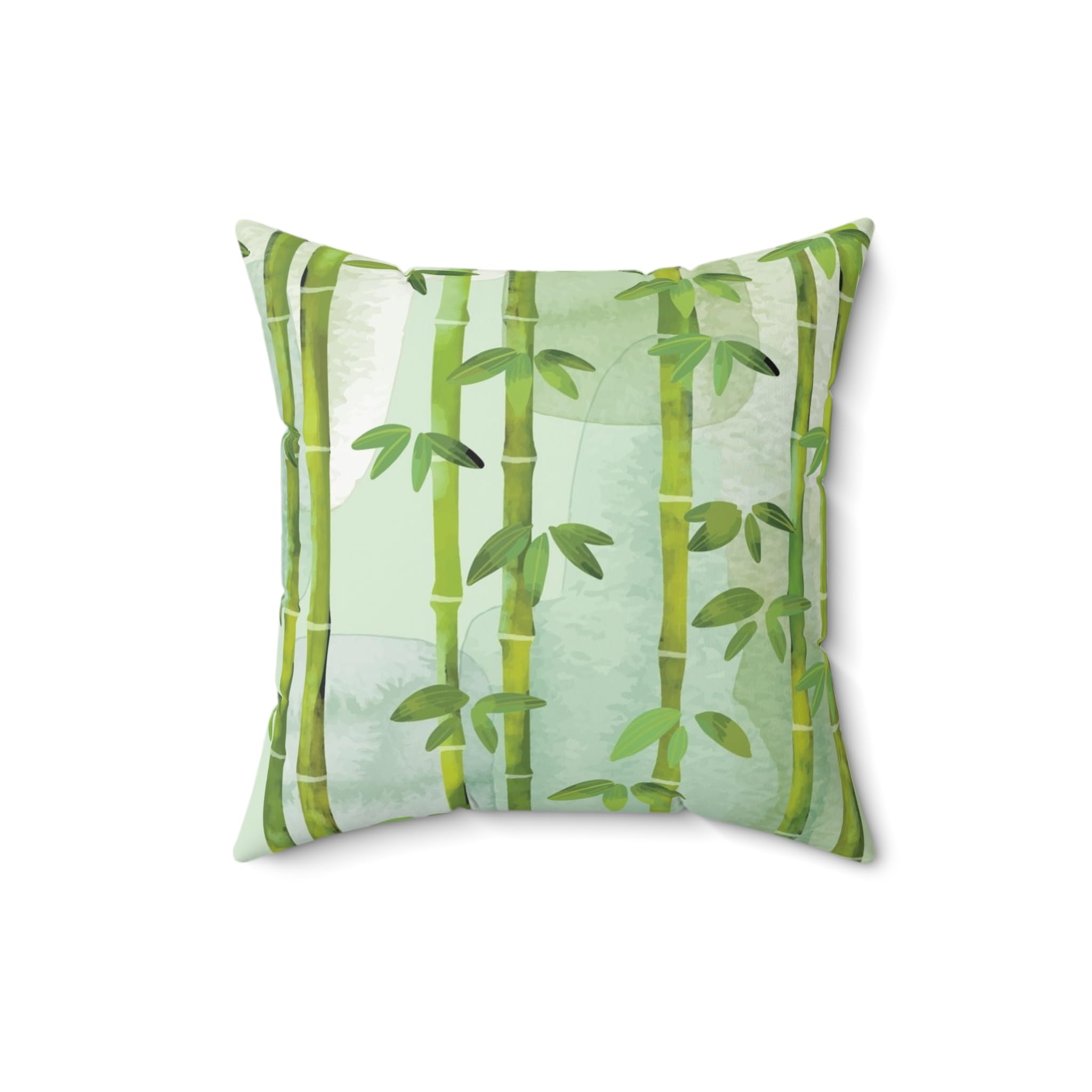Bamboo Square Pillow, Decorative Throw Cushion, Home Decor Accent, Nature Inspired Pillow, Tropical Cushion Cover, Floral