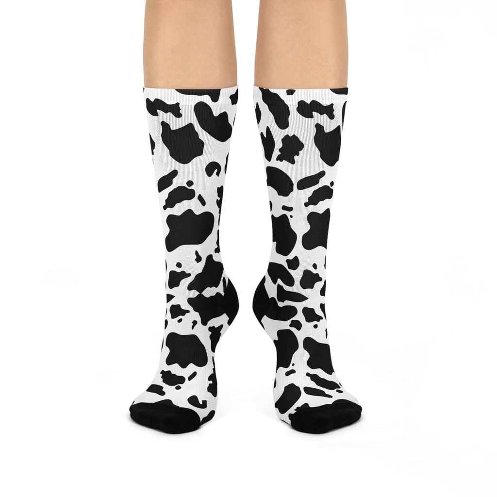 Cow Print Cushioned Crew Socks, Fun Fashion for Cozy Days, Gift for Animal Lovers