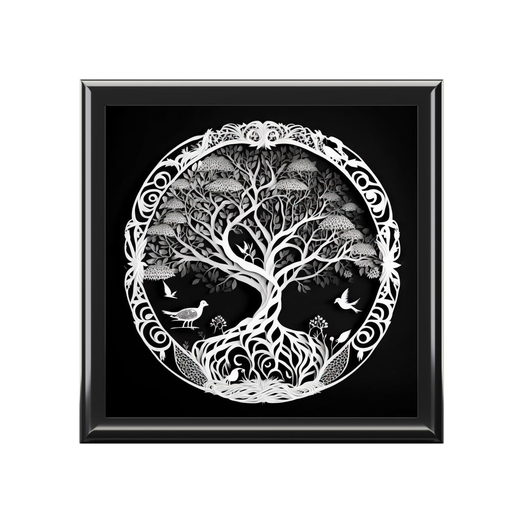 Jewelry Box, Celtic Design, Yggdrasil inspired, Ever Tree design, Wooden Keepsake Box, Gift for Her