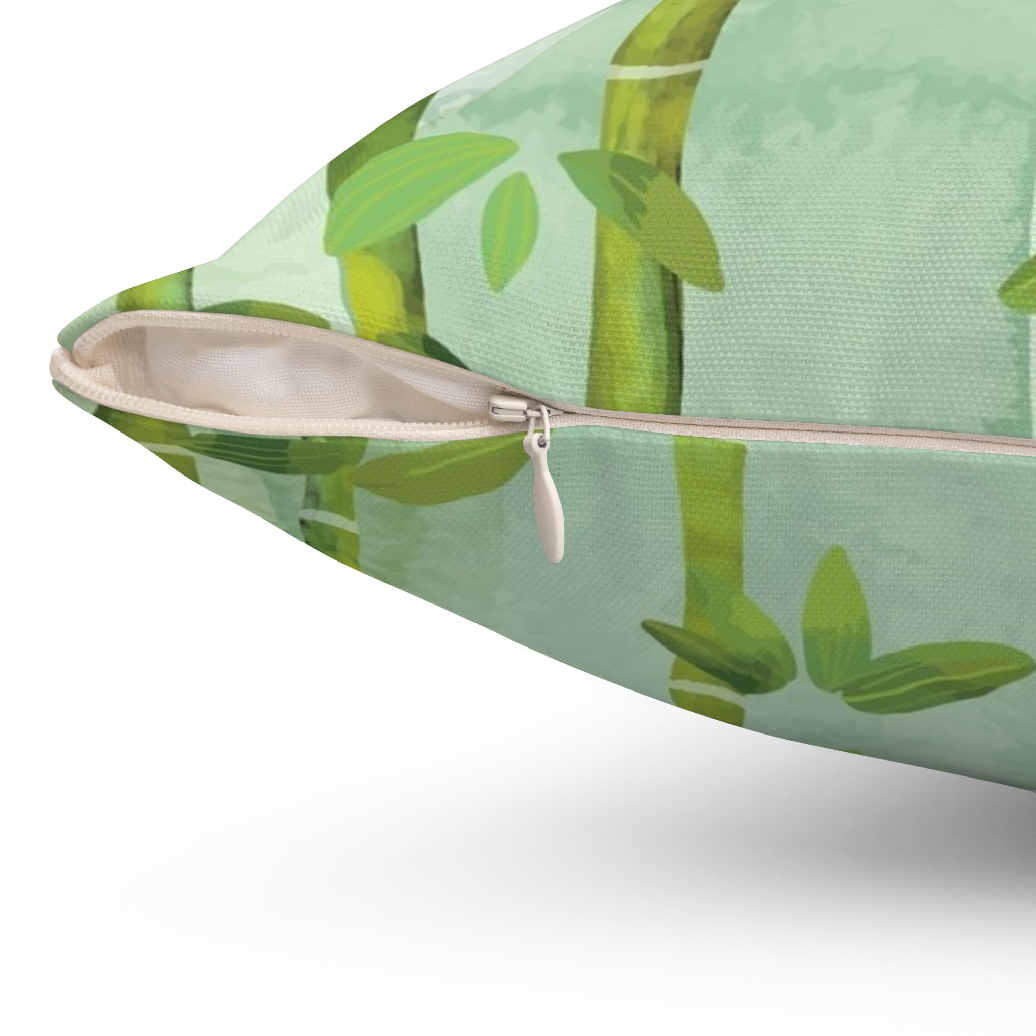 Bamboo Square Pillow, Decorative Throw Cushion, Home Decor Accent, Nature Inspired Pillow, Tropical Cushion Cover, Floral