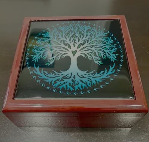 Jewelry Box, Tree of Life Organizer, Wooden Trinket Holder, Keepsake Storage, Boho Jewelry Case, Rustic Decor