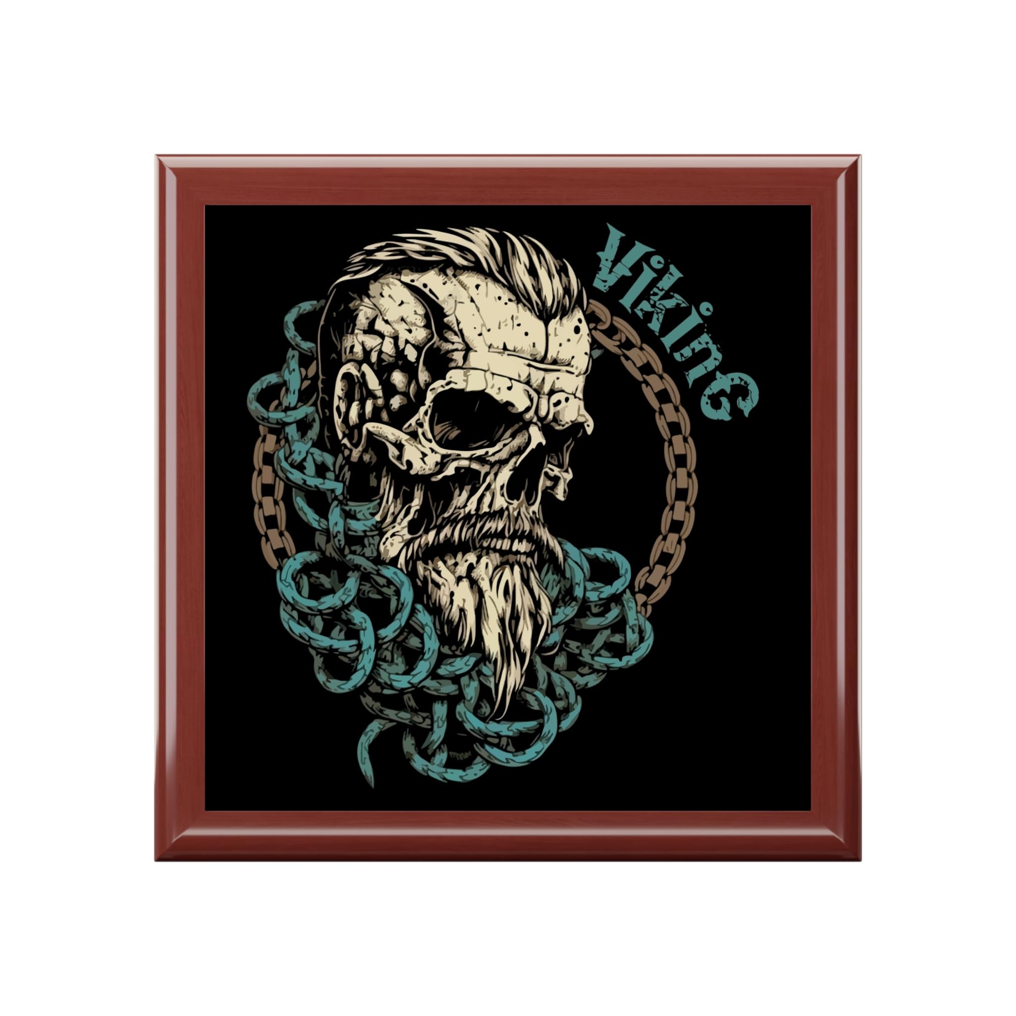 Jewelry Box with Viking Warrior Design, Norse Mythology Fan, Decorative Item, Wooden Keepsake Box