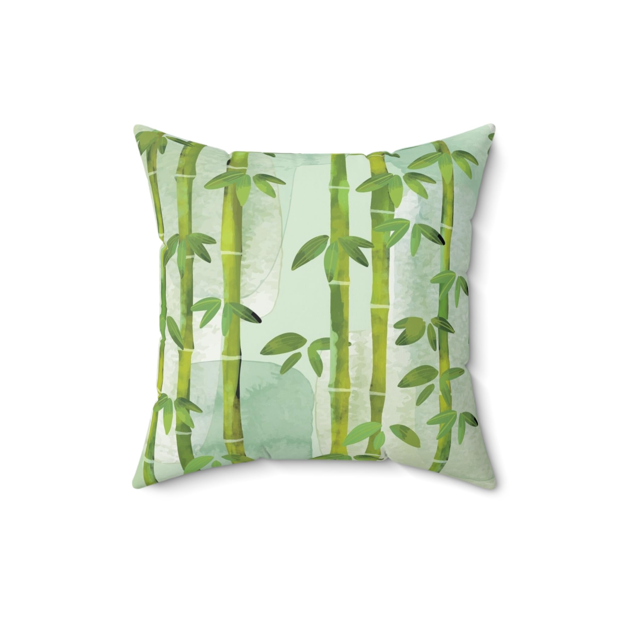 Bamboo Square Pillow, Decorative Throw Cushion, Home Decor Accent, Nature Inspired Pillow, Tropical Cushion Cover, Floral