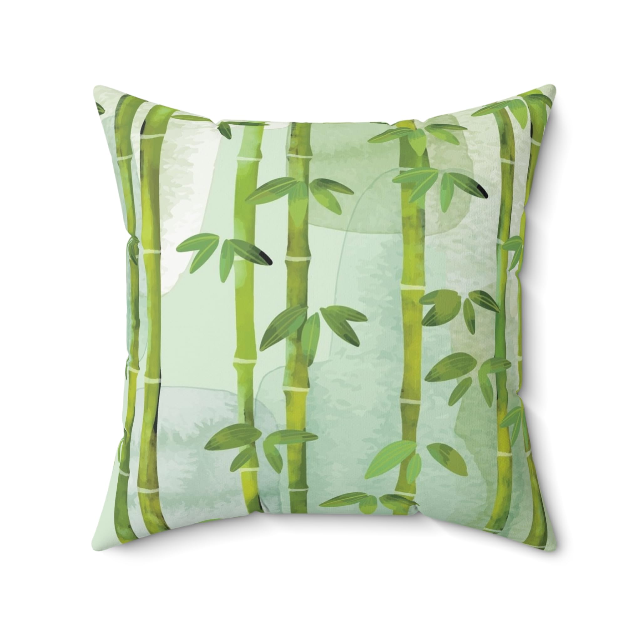 Bamboo Square Pillow, Decorative Throw Cushion, Home Decor Accent, Nature Inspired Pillow, Tropical Cushion Cover, Floral