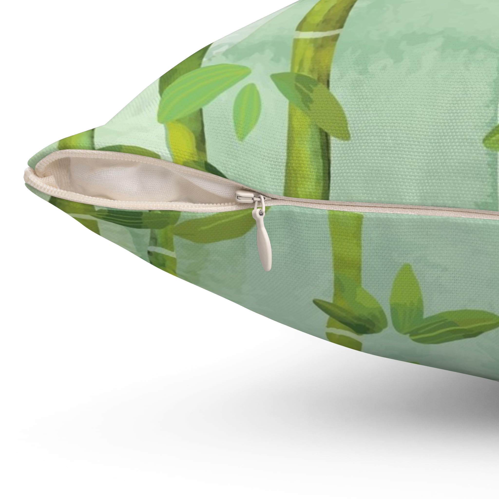 Bamboo Square Pillow, Decorative Throw Cushion, Home Decor Accent, Nature Inspired Pillow, Tropical Cushion Cover, Floral