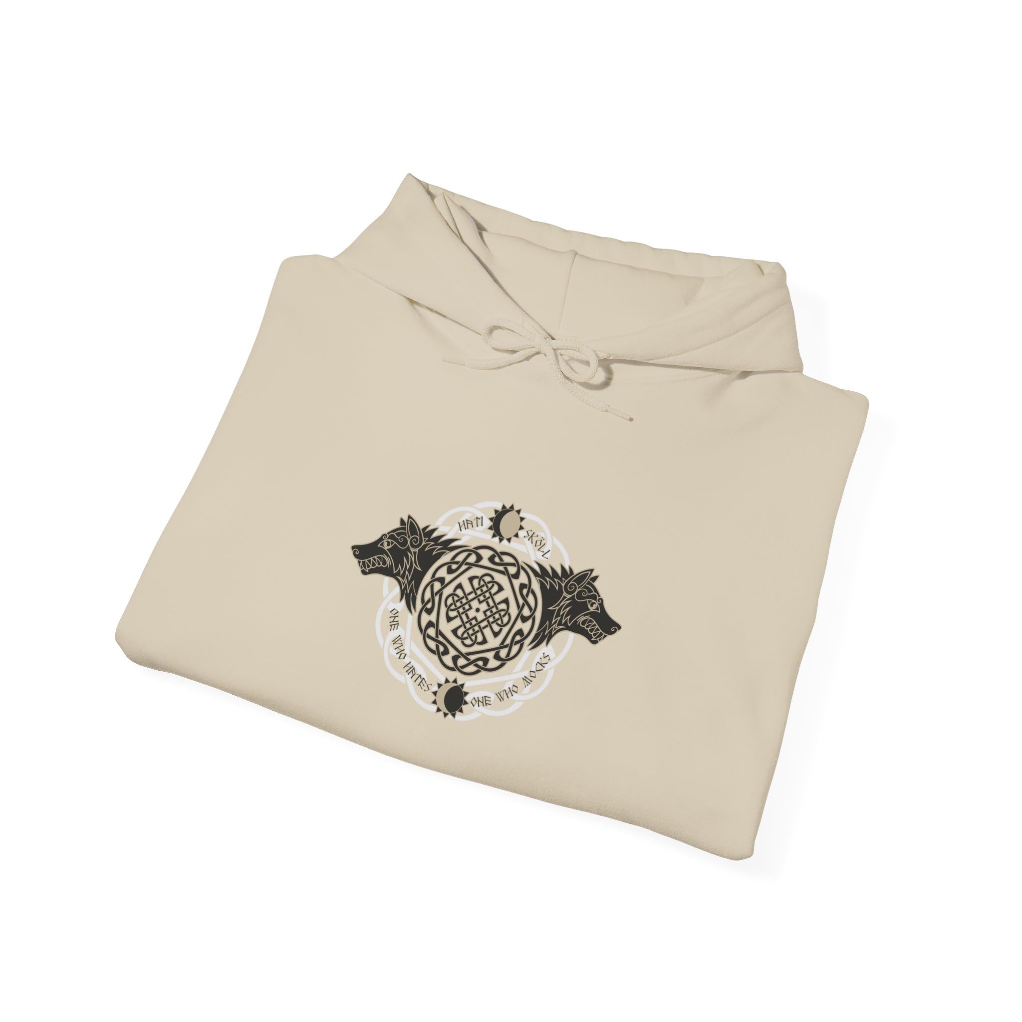 Celtic Wolf Hoodie, Norse Runes Sweatshirt, Viking Symbol Pullover, Mythical Animal Jumper, Wiccan Hoddie