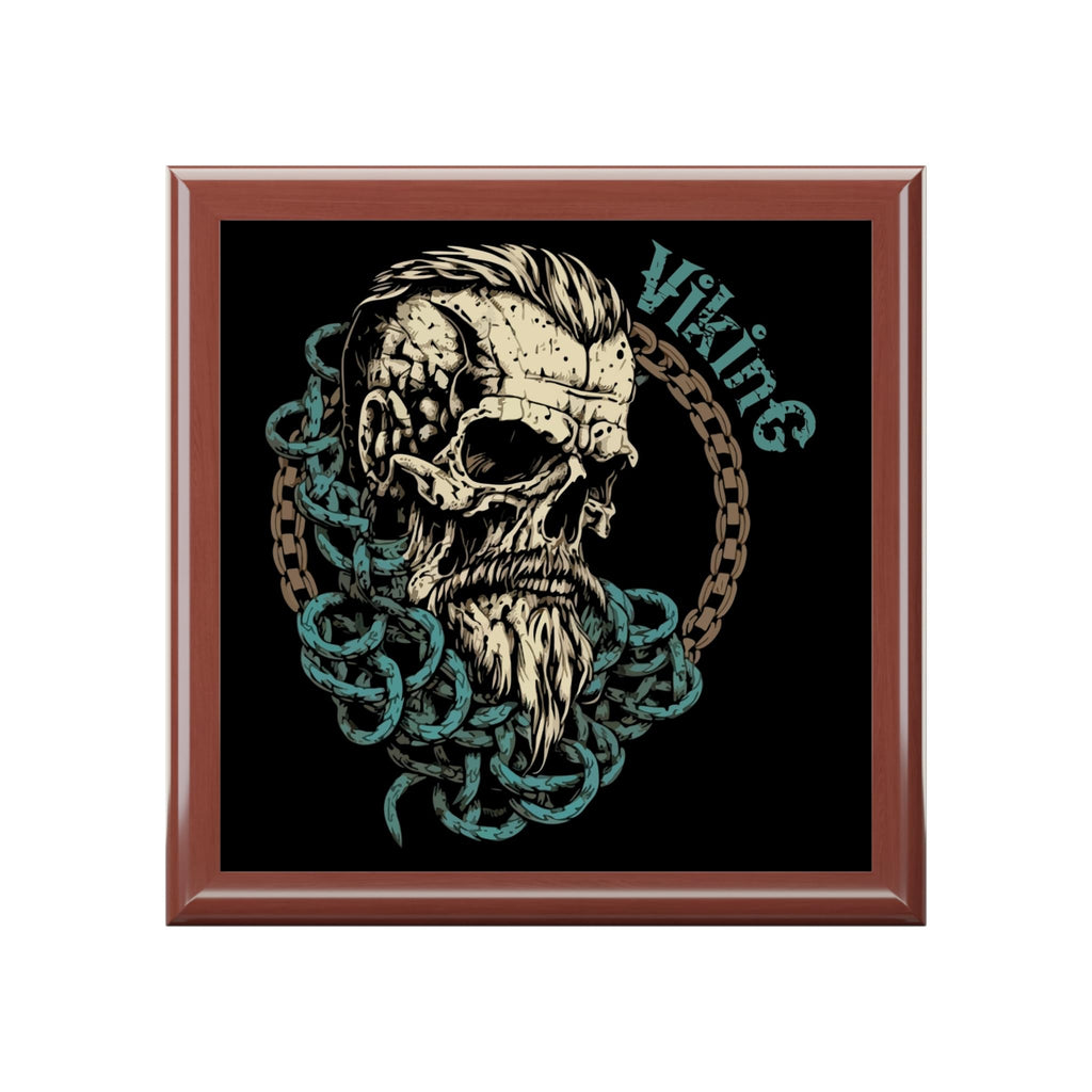 Jewelry Box with Viking Warrior Design, Norse Mythology Fan, Decorative Item, Wooden Keepsake Box