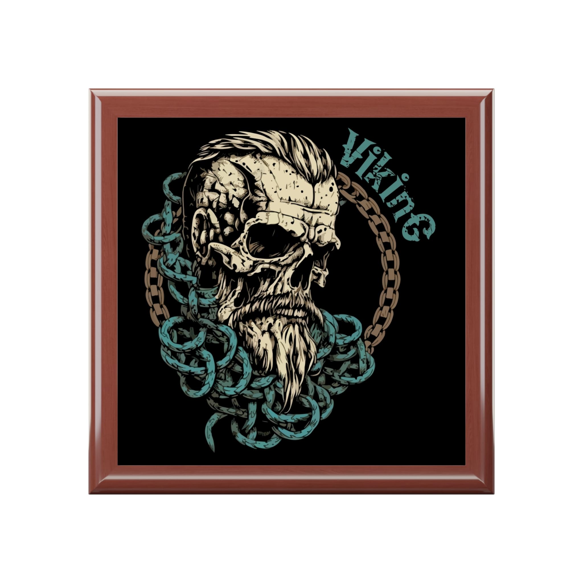 Jewelry Box with Viking Warrior Design, Norse Mythology Fan, Decorative Item, Wooden Keepsake Box