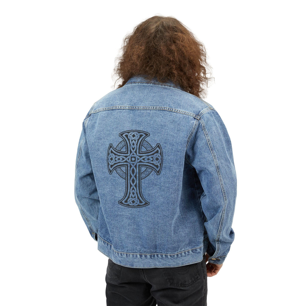 Denim Jacket, Celtic Cross Design, Irish Clothing, Celtic Style, Men's Outerwear, Gift for Him, St. Patrick's Day Apparel