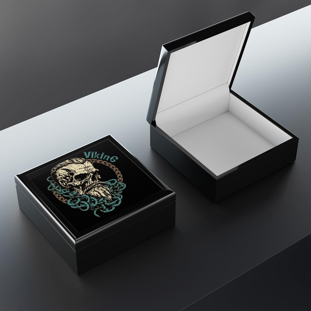 Jewelry Box with Viking Warrior Design, Norse Mythology Fan, Decorative Item, Wooden Keepsake Box