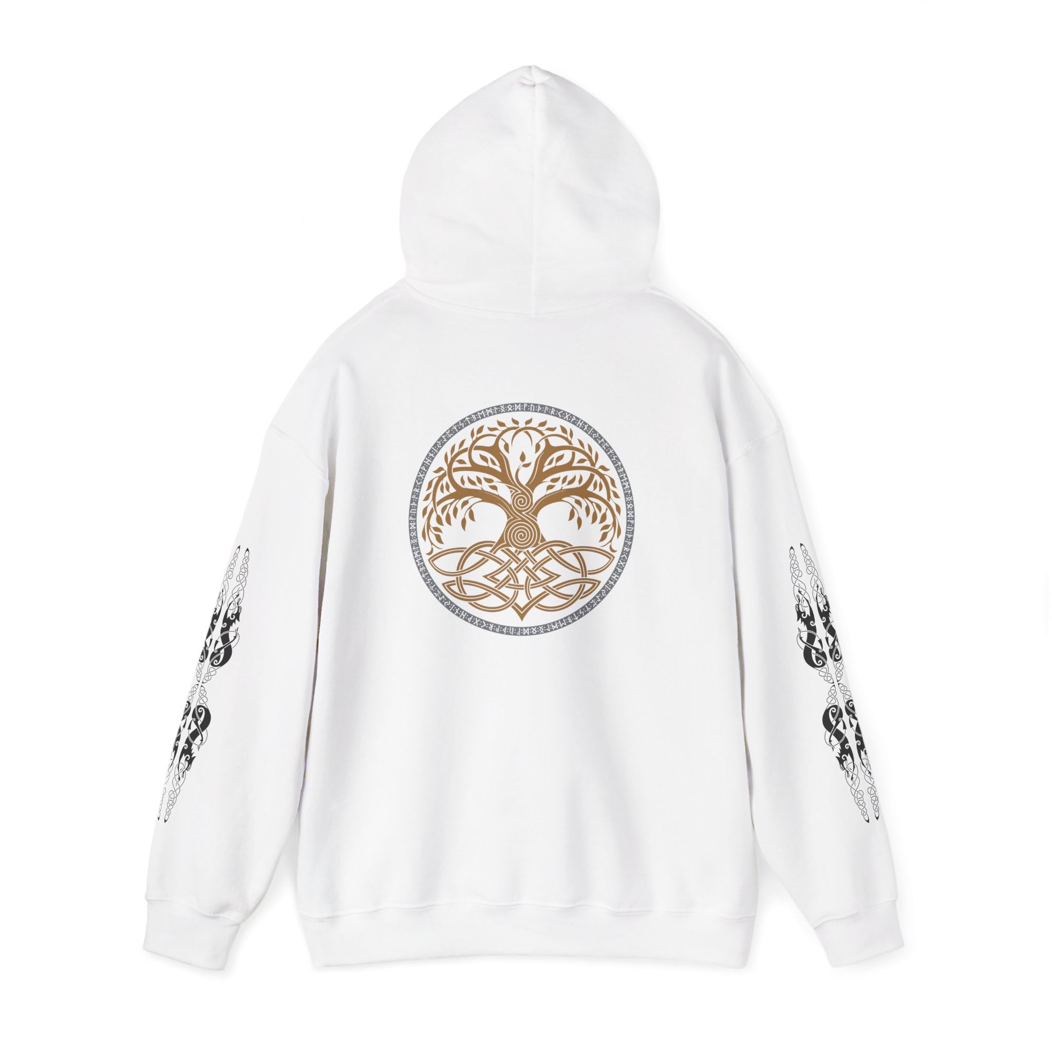 Viking Runes Hoodie, Vintage Style Sweatshirt, Unisex Pullover, Norse Mythology, Druidic Symbols Long Sleeve Shirt