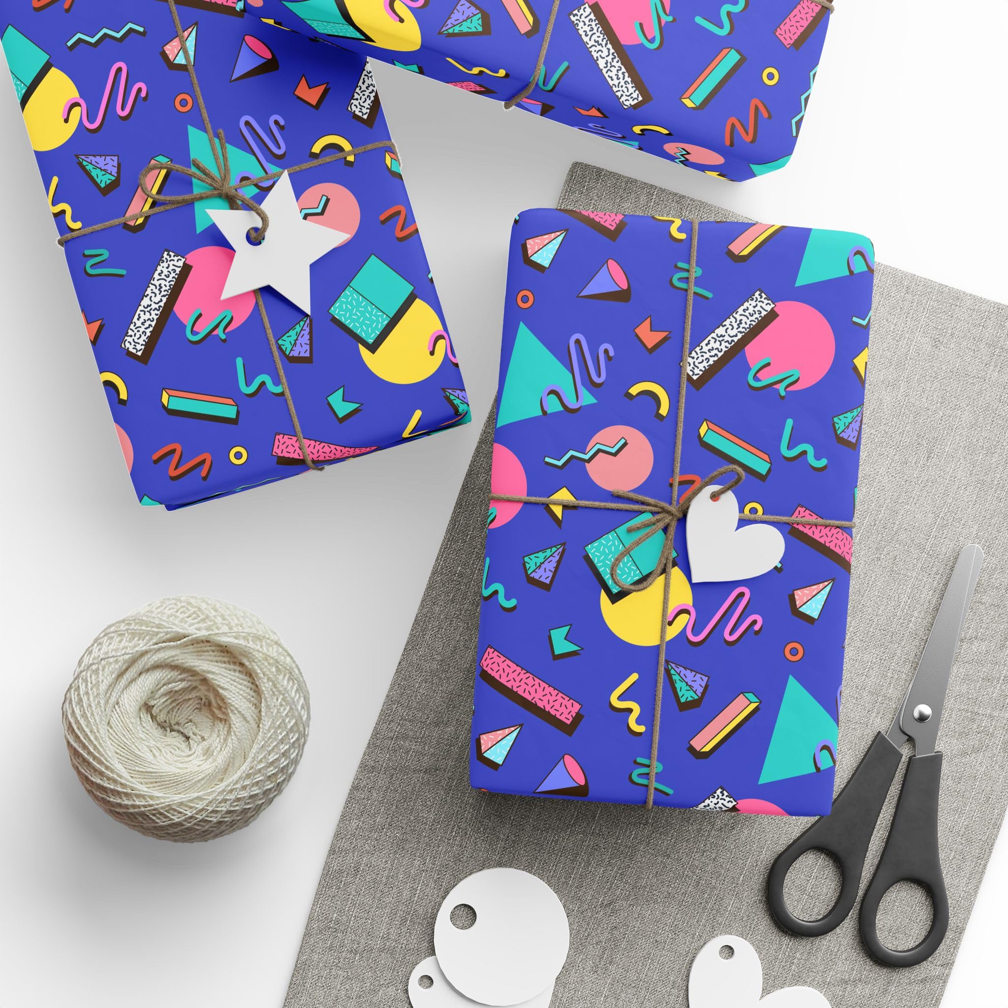Wrapping Papers, Fun 80s Vibe Gift Wrap for Birthdays, Parties, Holidays, Occasions, Colorful Christmas Wraps, Retro Design