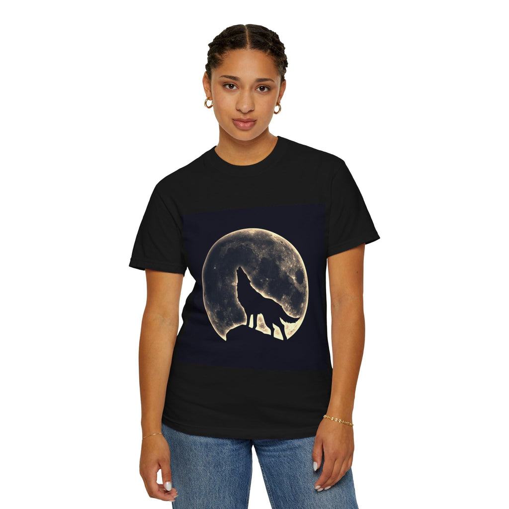 Wolf Howling at The Moon Unisex T-Shirt, Wildlife Animal Tee, Nature Lover Shirt, Moon Phase Top, Outdoor Adventure Apparel