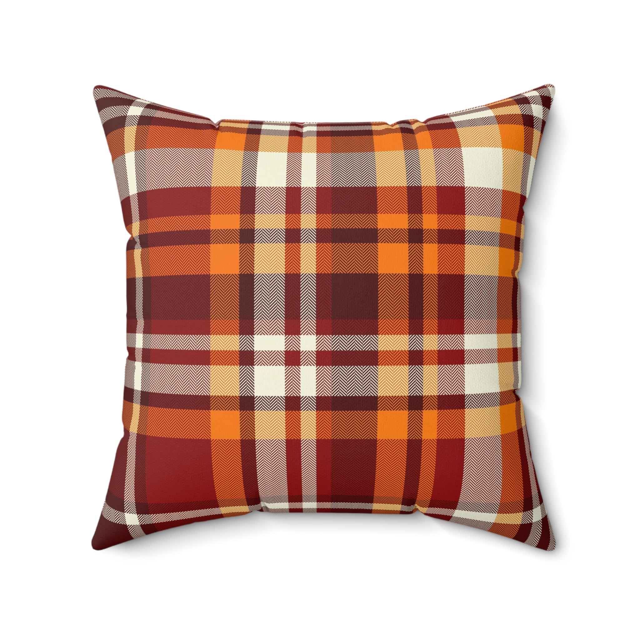 Autumn Plaid Square Pillow, Cozy Home Decor, Seasonal Throw Cushion, Farmhouse Pillow, Gift for Thanksgiving