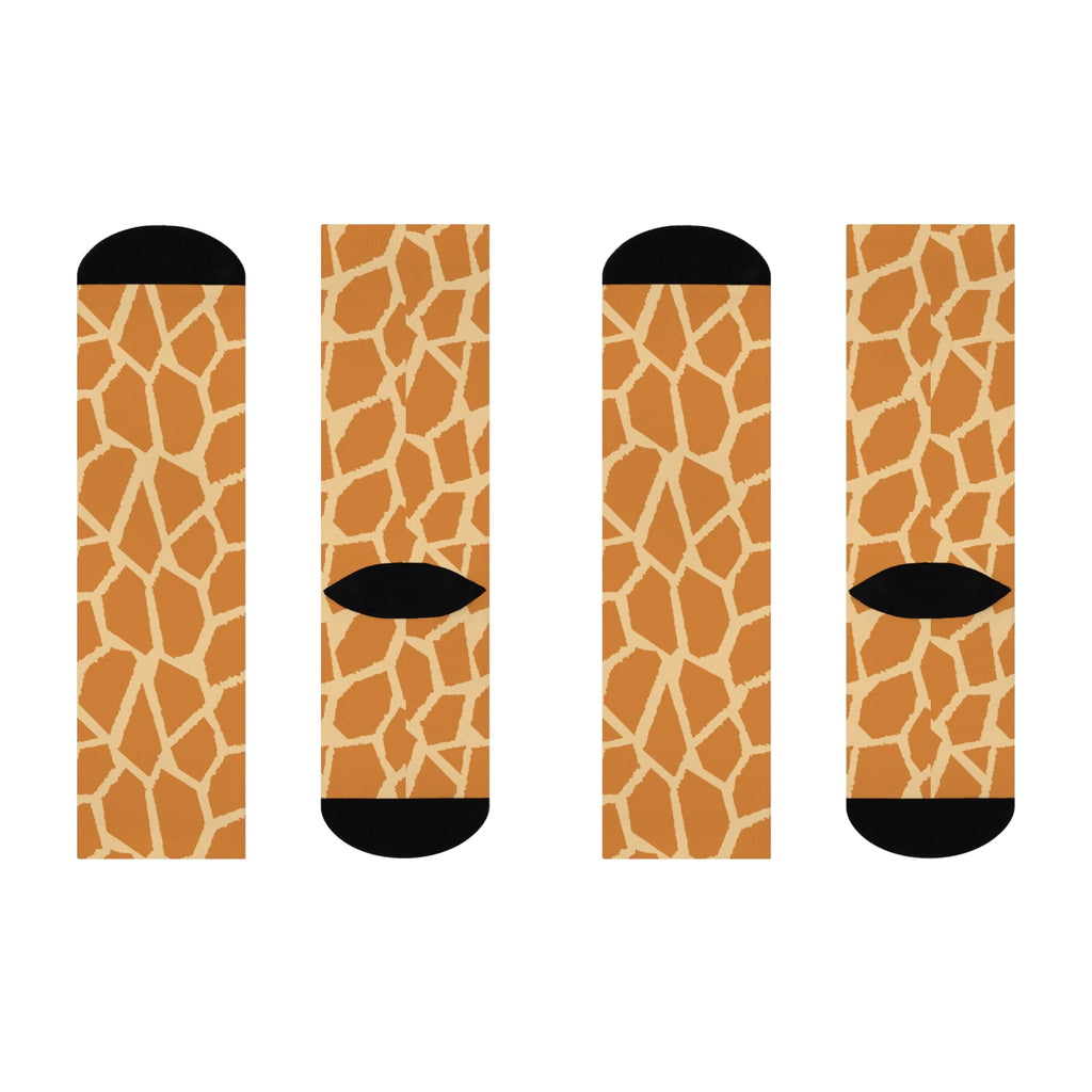 Giraffe Print Cushioned Crew Socks for Comfort and Style, Gift for Animal Lovers