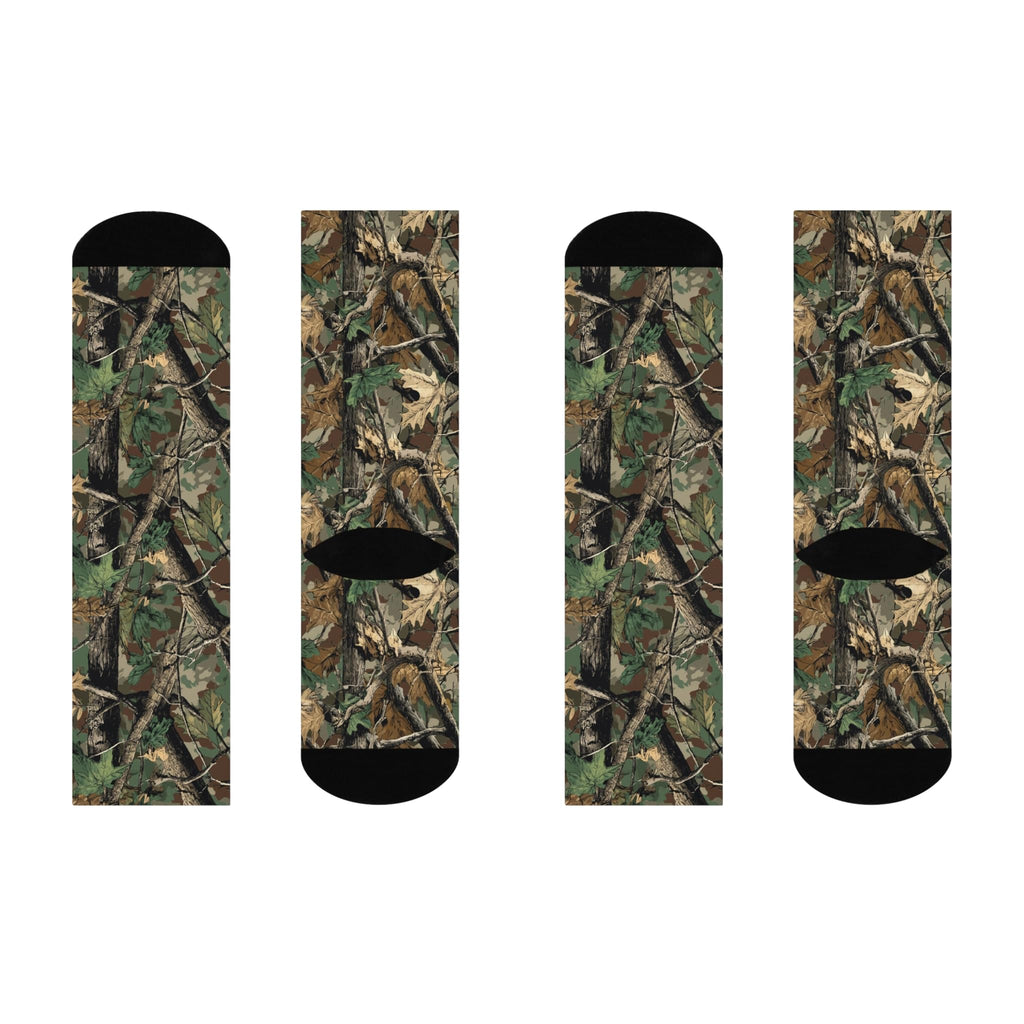 Camouflage Cushioned Crew Socks, Military Style Footwear, Army Print Hiking Socks, Outdoor Camo Patterned Sock