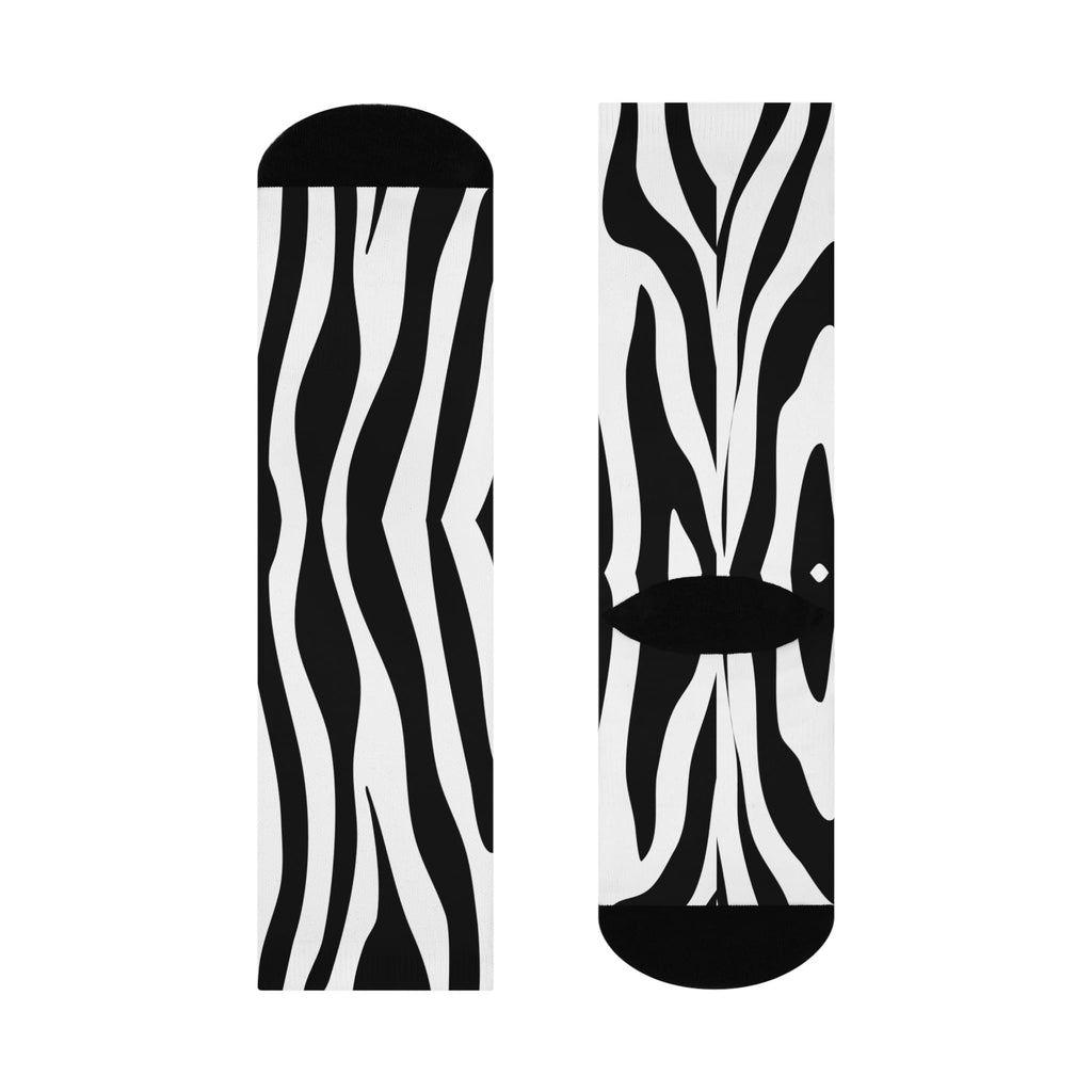 Zebra-Striped Cushioned Crew Socks, Comfy, Stylish, Unique Gift, Fun Fashion, Everyday Wear