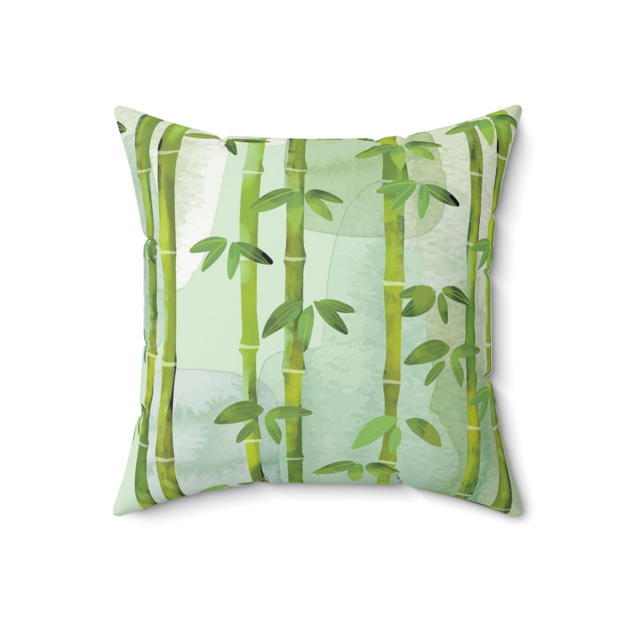 Bamboo Square Pillow, Decorative Throw Cushion, Home Decor Accent, Nature Inspired Pillow, Tropical Cushion Cover, Floral