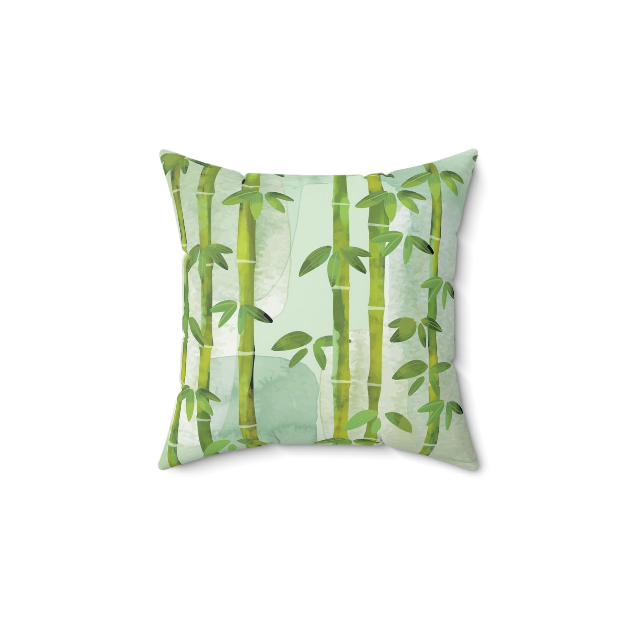 Bamboo Square Pillow, Decorative Throw Cushion, Home Decor Accent, Nature Inspired Pillow, Tropical Cushion Cover, Floral