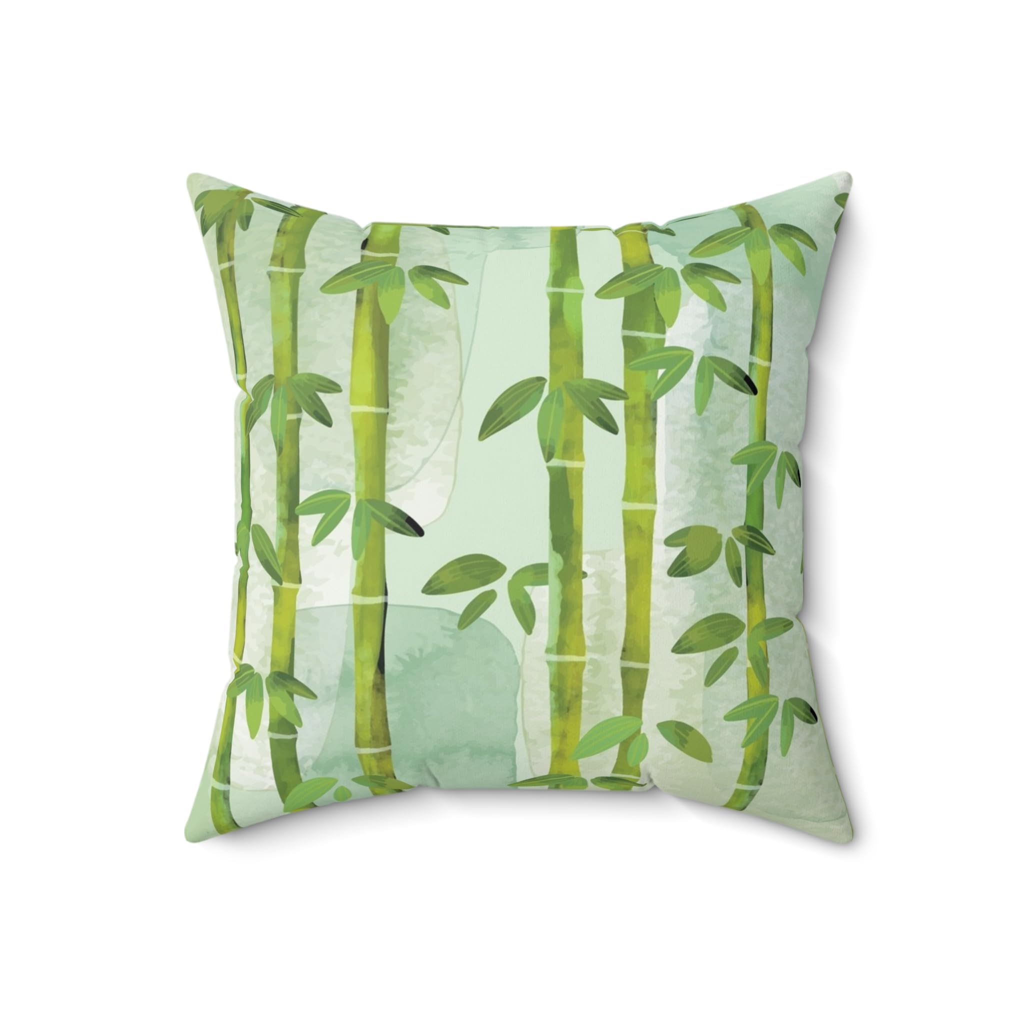 Bamboo Square Pillow, Decorative Throw Cushion, Home Decor Accent, Nature Inspired Pillow, Tropical Cushion Cover, Floral