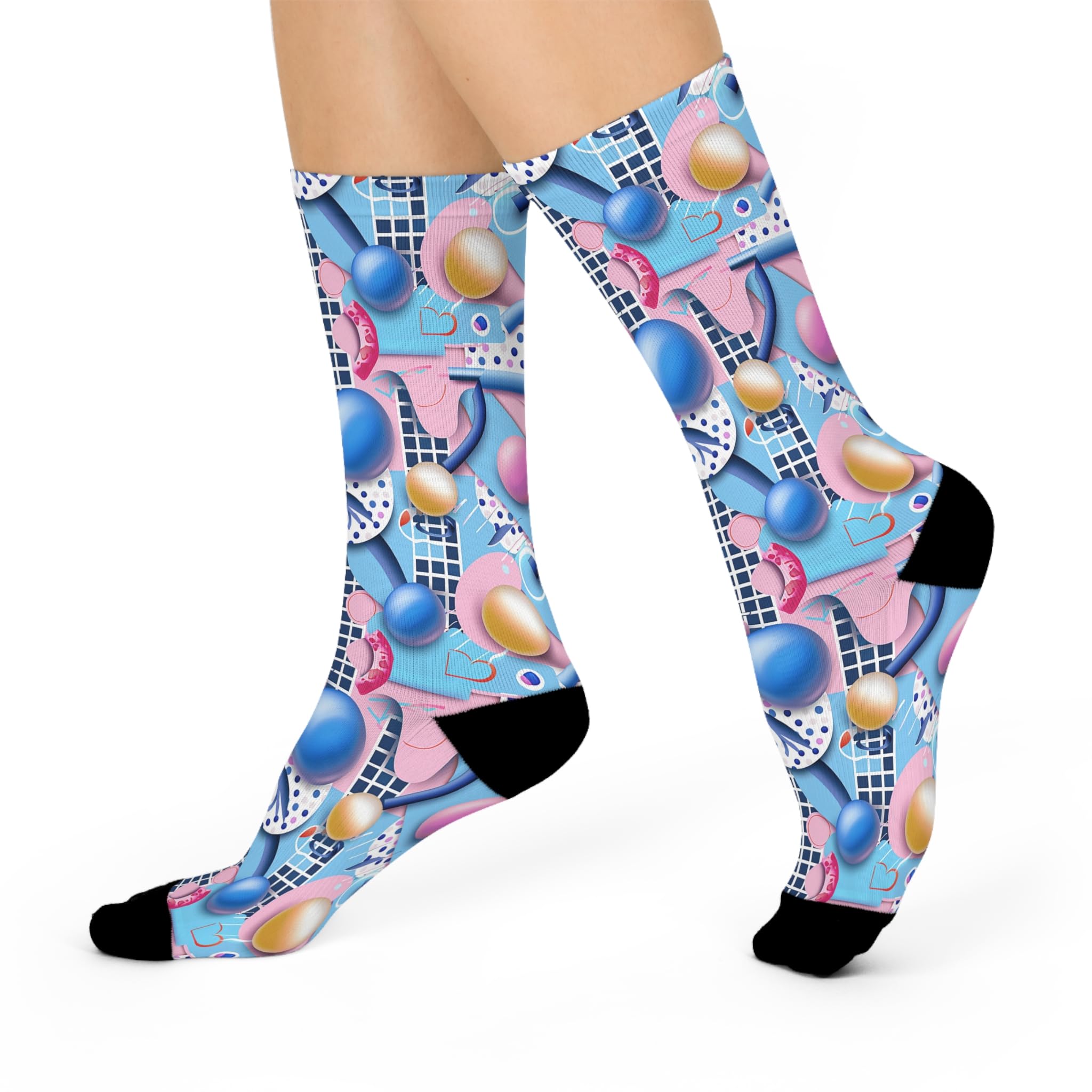 Cushioned Crew Socks, 90s Vibe, Retro Throwback Footwear, Nostalgic Comfort Socks, Vintage Style Novelty Sock